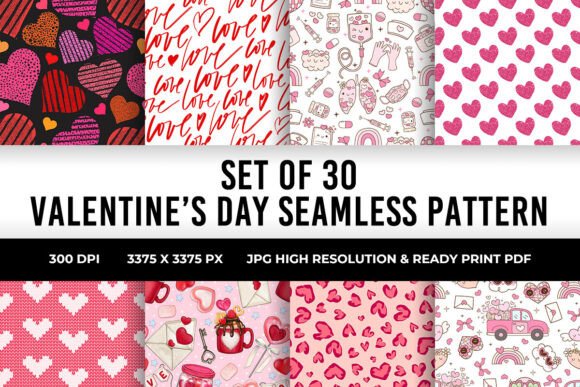 30 Valentine's Day Seamless Patterns