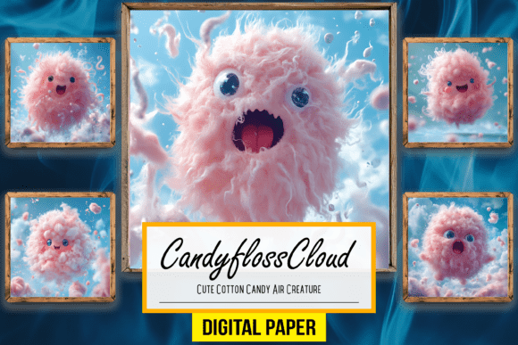 Cute Cotton Candy Air Creature Backdrop: Creative Visuals for Design Projects