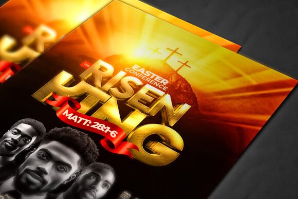 Easter Conference Flyer Template with 3D Text Effect