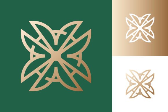 Elegant Gold Geometric Floral Logo