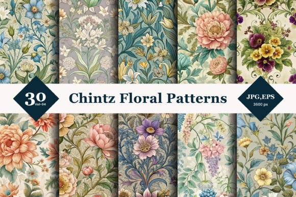 Elevate Your Creative Projects with Chintz Floral Seamless Patterns 04