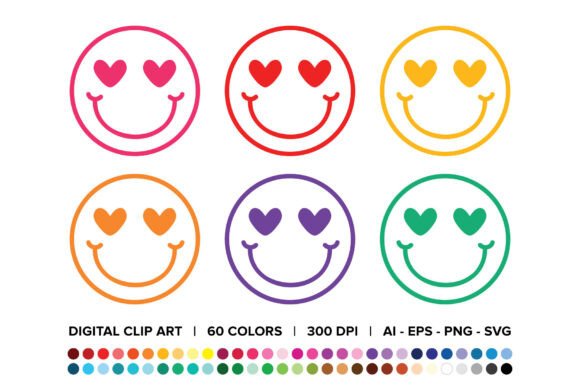 Happy Face with Heart Eyes Clip Art Set: A Strategic Design Resource for Modern Creatives