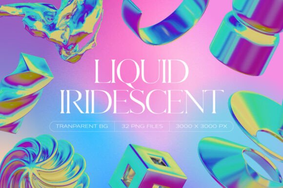 Liquid Iridescent Graphic: Modern Design with Metallic Flair