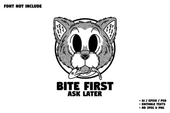 Retro Cat Head with Fish in Mouth: A Bold Mascot for Modern Brands