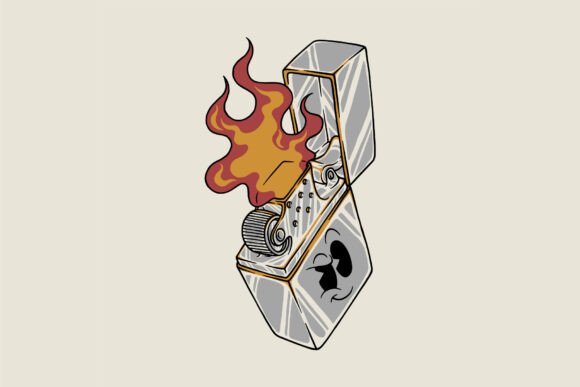 Retro Fiery Square Lighter Mascot