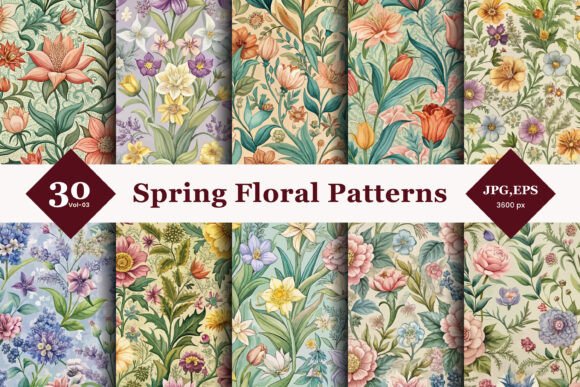 Spring Floral Seamless Patterns 03: Elevate Your Design Projects