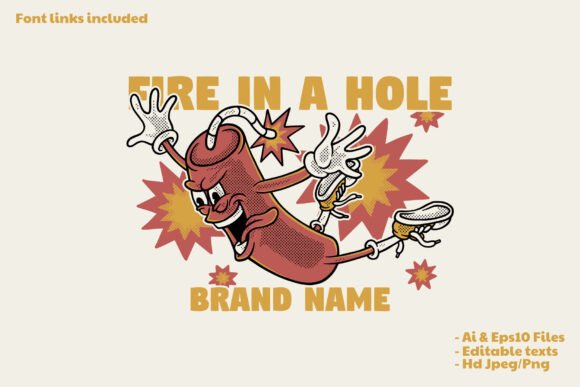Unleash Your Brand’s Potential with the Jumping Dynamite Mascot in Retro Style