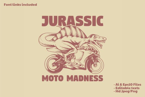 Vintage Style Dinosaurs on Motorcycles: Unleashing Creativity with a Bold Mascot Logo